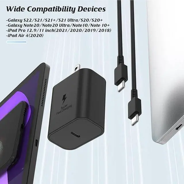 Alt view image 7 of 7 - 2Pack Super Fast Charger Type C 6ft, USB C Wall Charging Block Plug and Long Android Phone Charger Cable Cord for Samsung Galaxy S26/S26 Plus/S25/S24 Ultra/S23+/S22/S21/Note 20/iPhone 17 16 15 Pro