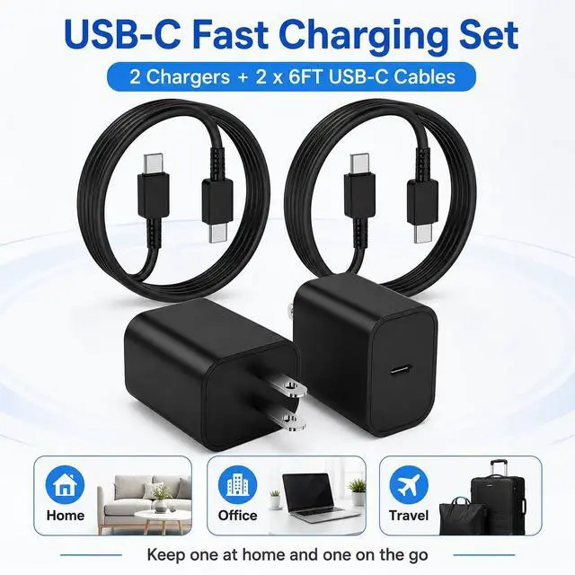 Alt view image 7 of 7 - USB-C Charger for Samsung Charger Super Fast Charging, Type C Charging Block &6FT USBC Android Phone Cable Cord 2Pack for Galaxy S26/S25 S24 S23 S22 S21 S20 S10 Ultra/Plus,Galaxy Tab S11 S10 S9 S8