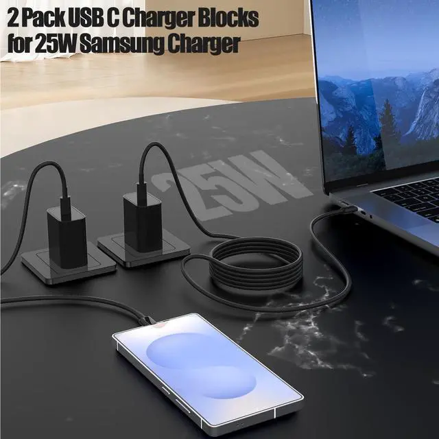 Alt view image 5 of 7 - 25W Super Fast Charger Type C for Samsung Galaxy S25/S24/S23 Ultra,USB C Android Phone Charger with 6FT/10FT Type C Cords for Galaxy S25/S24/S23+/S22 Plus/S20,iPhone 17/16/15 Pro Max