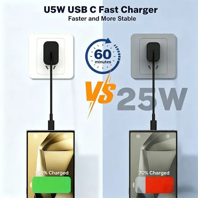 Alt view image 5 of 7 - Super Fast Charger Type C for Samsung Galaxy S26 Ultra,USB C Charger Block 2Pack with 6TF+10FT Fast Charging Cable for Samsung Galaxy S26 S25 Ultra S24 S23 S22 S21 S20+/Note 20/10//iPhone 17 16 15