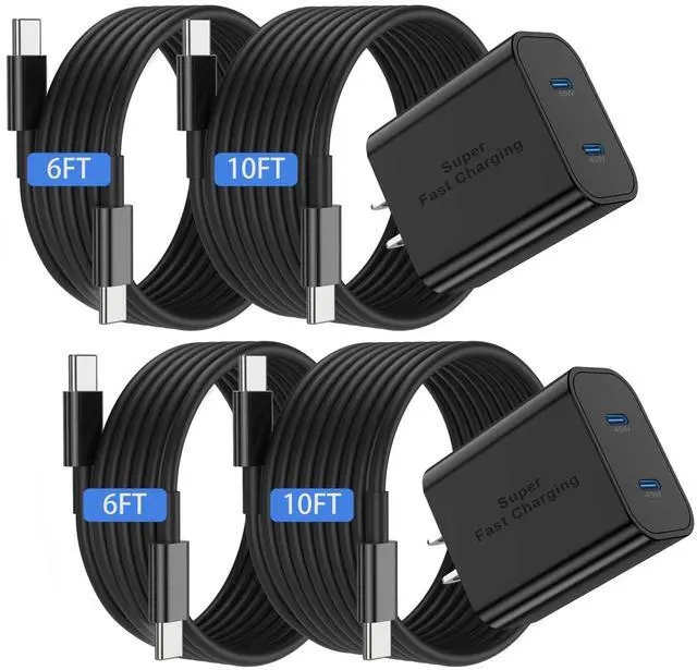 Main image of Dual Port 45W Super Fast Charger and 6ft 10ft USB C to C Cable Long,Type C Block Plug/Android Phone Charging Cord for Samsung Galaxy S26/S25/S24 Ultra/S23+/S22 Plus/S21/S20/Note 20/iPhone 17 16 15 Pro
