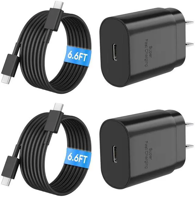 Main image of Type C Charger Fast Charging, USB C Android Phone Wall Charger Block & 6.6ft Charge Cable Cord, for Samsung Galaxy S25/S24/S23/S22/S21/S20/S10 Plus/S10E/S9/S8/S21 Ultra Note 8/9/10/20 etc