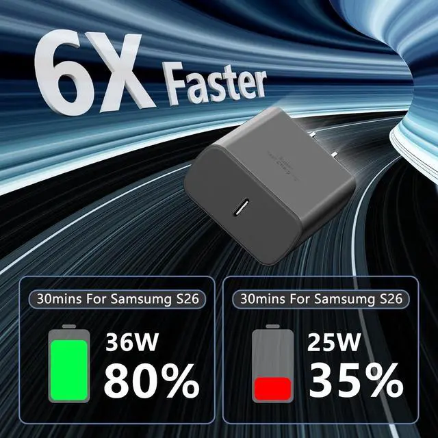Alt view image 3 of 7 - 2Pack 36W Super Fast Charger USB C Android Phone Charger Type C Charger Fast Charging Block for Samsung Galaxy S26/S26 Ultra/S26+/S25 Ultra/S25/S25+/S24 Ultra/S23/S22/S20/S21/Note 10,Galaxy Tab-Black