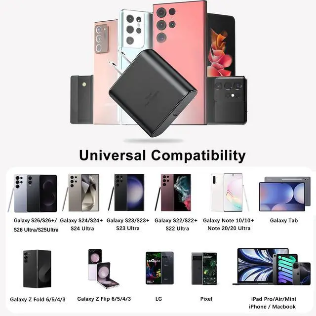 Alt view image 6 of 7 - 2Pack 36W Super Fast Charger USB C Android Phone Charger Type C Charger Fast Charging Block for Samsung Galaxy S26/S26 Ultra/S26+/S25 Ultra/S25/S25+/S24 Ultra/S23/S22/S20/S21/Note 10,Galaxy Tab-Black