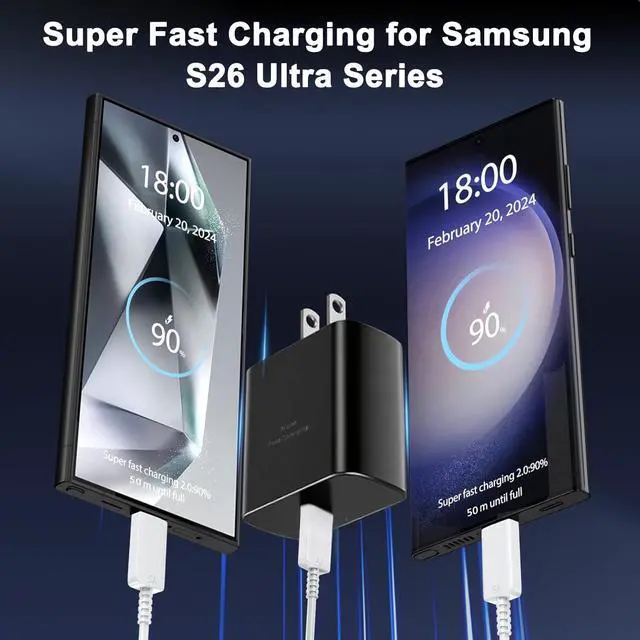 Alt view image 7 of 7 - 2Pack 36W Super Fast Charger USB C Android Phone Charger Type C Charger Fast Charging Block for Samsung Galaxy S26/S26 Ultra/S26+/S25 Ultra/S25/S25+/S24 Ultra/S23/S22/S20/S21/Note 10,Galaxy Tab-Black