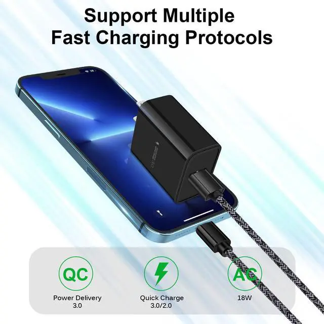 Alt view image 2 of 7 - Type C Charger for Samsung Phone Android Charger Fast Charging Block Wall Charger USB C Cable Cord 6FT for Samsung Galaxy S26/S25/S23/S22 Ultra/S21 FE/S20/S10/S9/A11/A12/A35/A23 5G/A13 5G/A03s/A55/A52