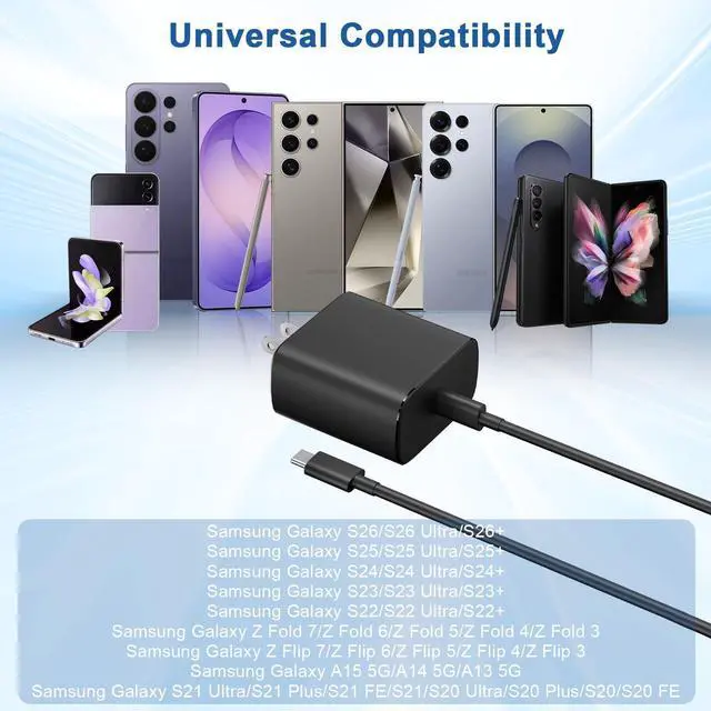 Alt view image 3 of 7 - Super Fast Charger 45W USB C Android Phone Chargers,2Pack 6FT Charger Fast Charging Cord,Quick Type C Charger Wall Block Compatible with SamsungGalaxy S26 Ultra/S26+/S25+/S25/S24/S23/S22/S21/S20,Black