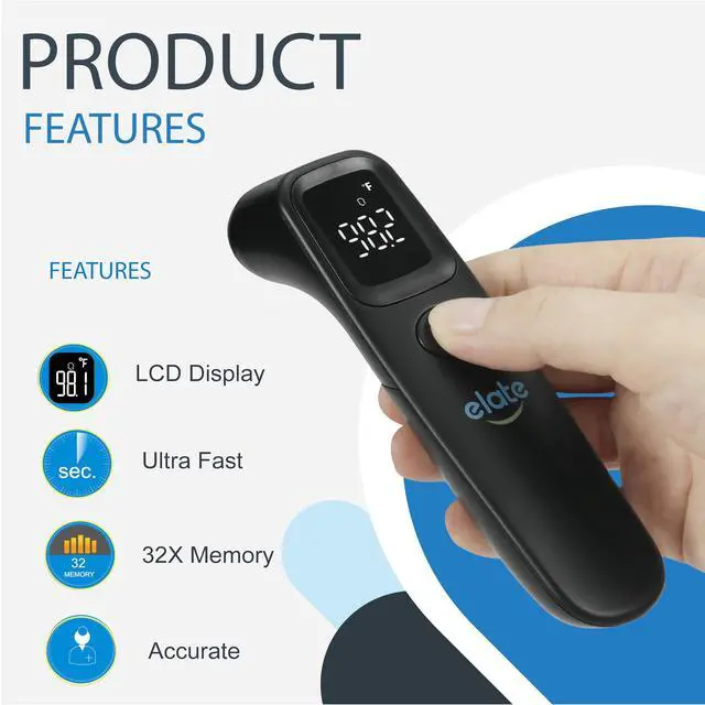 Alt view image 2 of 7 - Medical Grade Non-Contact Forehead Thermometer for Adults and Kids, No-Touch Digital Infrared Thermometer for Infants/Newborns, Touchless Temporal Thermometer for Fever, Black
