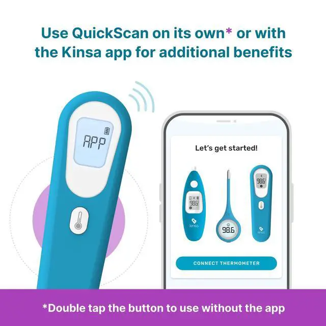 Alt view image 3 of 7 - QuickScan Smart Forehead Thermometer for Adults, Kids and Babies, No-Touch Digital Thermometer, App-Connected Family Health Tracking, Fast Accurate Fever Readings