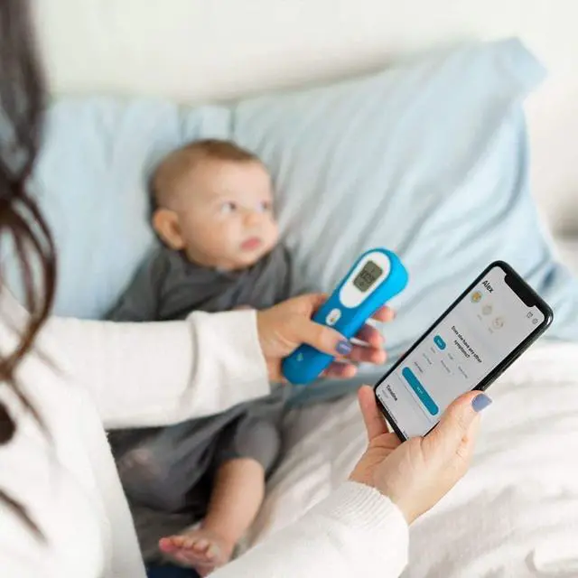 Alt view image 7 of 7 - QuickScan Smart Forehead Thermometer for Adults, Kids and Babies, No-Touch Digital Thermometer, App-Connected Family Health Tracking, Fast Accurate Fever Readings