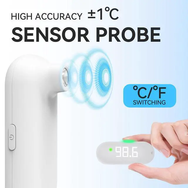 Alt view image 3 of 6 - Thermometer Forehead, 1-Second Reading Digital Thermometers Accurate for Adult Kids White Thermometer Infrared with Fever Alarm Rechargeable Thermometers Mini