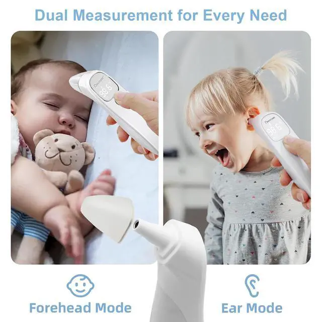 Alt view image 3 of 7 - 2-in-1 Forehead and Ear Thermometer with Magnetic Probe - Digital Infrared Thermometer for Adults & Babies, LED Display, 1s Reading, Auto Shut-Off