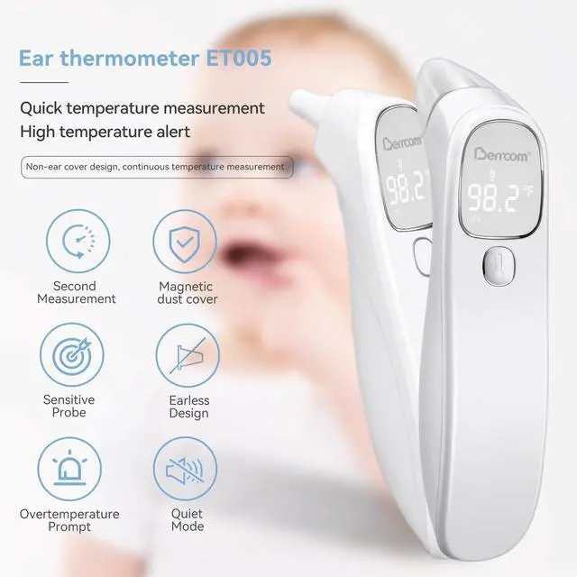 Alt view image 2 of 7 - 2-in-1 Forehead and Ear Thermometer with Magnetic Probe - Digital Infrared Thermometer for Adults & Babies, LED Display, 1s Reading, Auto Shut-Off