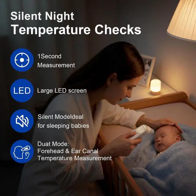 Alt view image 5 of 7 - 2-in-1 Forehead and Ear Thermometer with Magnetic Probe - Digital Infrared Thermometer for Adults & Babies, LED Display, 1s Reading, Auto Shut-Off