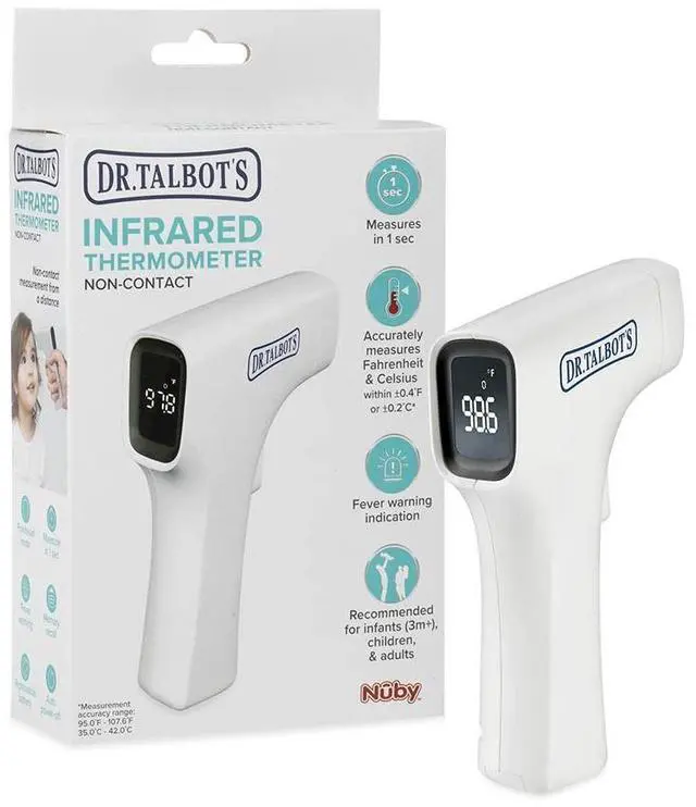 Main image of Easy Handle Non-Contact Infrared Thermometer with Led Screen, Fever Warning Indicator, Accurate 1 S Reading for Baby, Kids, & Adults, White