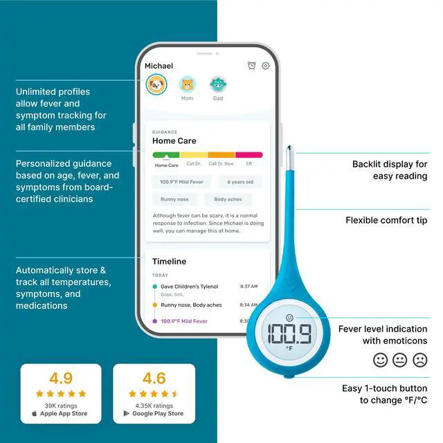Alt view image 4 of 7 - Smart,Fever, Digital Medical Baby, Kid and Adult Termometro - Accurate, Fast, FDA Cleared Thermometer for Oral, Armpit or Rectal Temperature Reading - QuickCare
