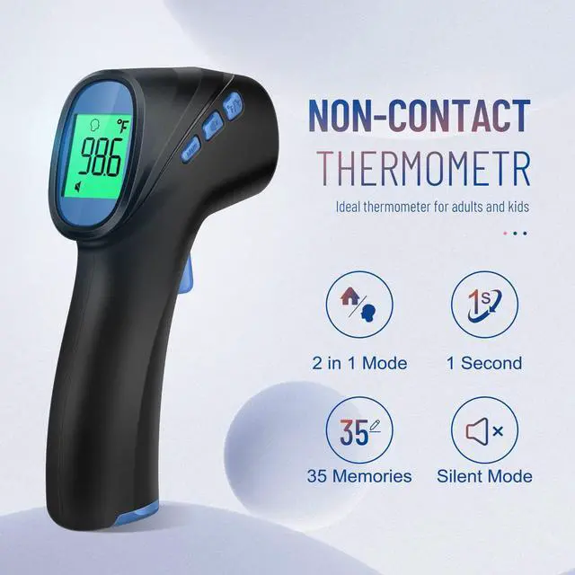 Alt view image 2 of 7 - Forehead Thermometer for Adults and Kids, Digital Infrared Thermometer with Fever Alarm, Fast Accurate Results, Easy to use