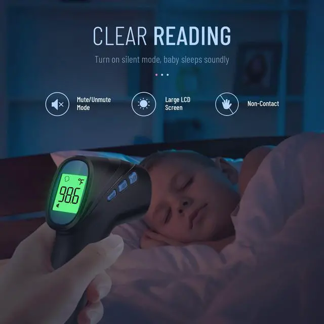 Alt view image 5 of 7 - Forehead Thermometer for Adults and Kids, Digital Infrared Thermometer with Fever Alarm, Fast Accurate Results, Easy to use
