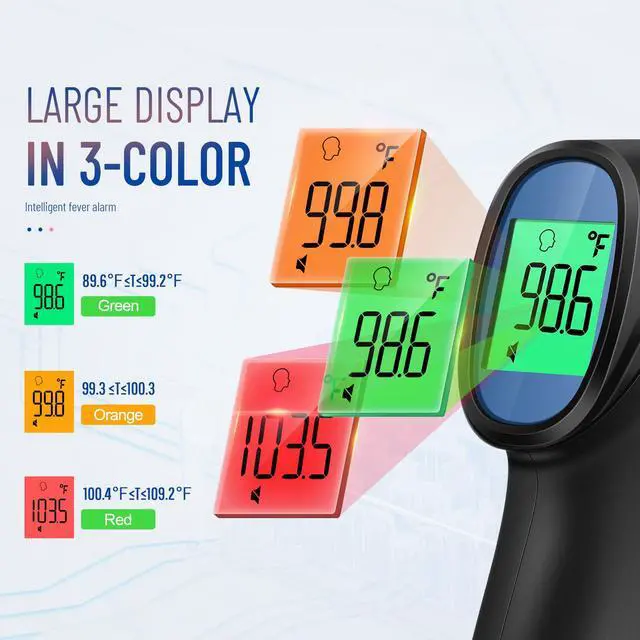 Alt view image 3 of 7 - Forehead Thermometer for Adults and Kids, Digital Infrared Thermometer with Fever Alarm, Fast Accurate Results, Easy to use