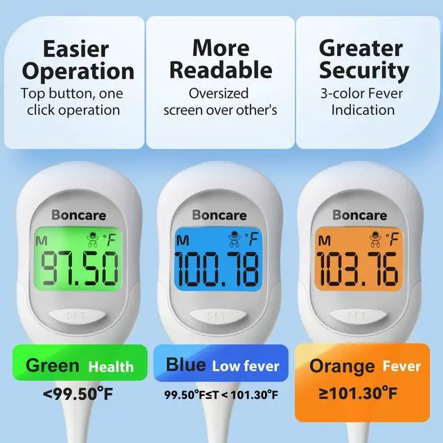 Alt view image 3 of 7 - 9 Seconds Basal Body Thermometer for Ovulation, Oral Thermometer for Adults and Kids - Accurate Rectal Thermometer, with Fever Alarm and Large Display (Rice-White)