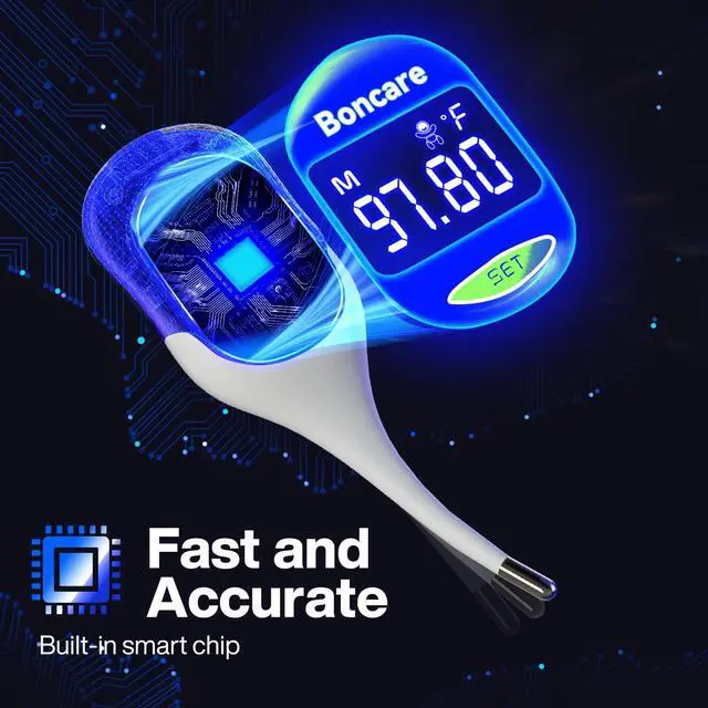 Alt view image 5 of 7 - 9 Seconds Basal Body Thermometer for Ovulation, Oral Thermometer for Adults and Kids - Accurate Rectal Thermometer, with Fever Alarm and Large Display (Rice-White)