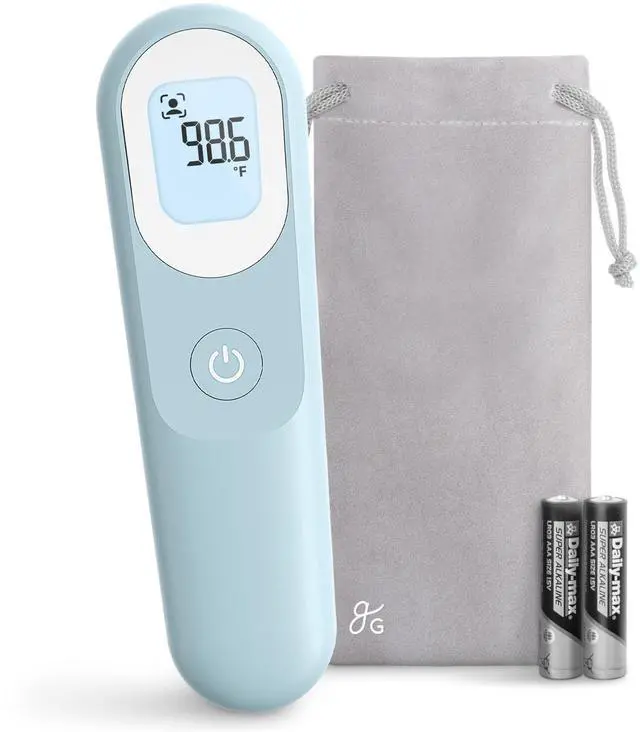 Main image of No-Touch Infrared Digital Thermometer for Adults, Kids, and Babies, Forehead Thermometer with Ergonomic Grip, Fever Alarm, Powder Blue