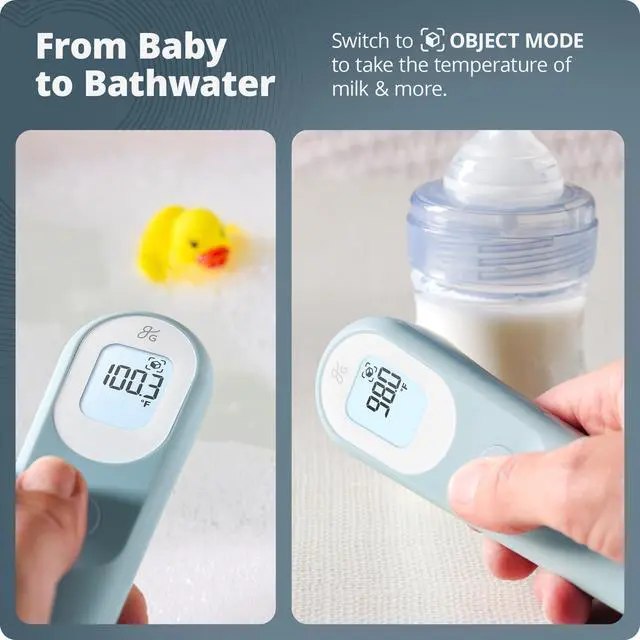 Alt view image 3 of 6 - No-Touch Infrared Digital Thermometer for Adults, Kids, and Babies, Forehead Thermometer with Ergonomic Grip, Fever Alarm, Powder Blue
