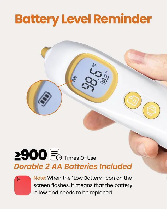 Alt view image 4 of 7 - Ear Thermometer, Highly Accurate Thermometer for Kids, Adults and Toddlers, 32 Memory Recall, 1s Fast, 3 Color Fever Alarm with Mute Mode, 21 Disposable Probe Covers