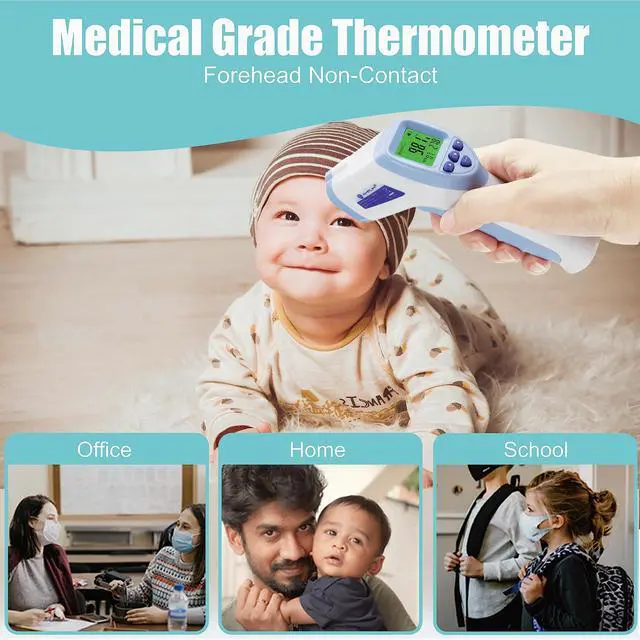 Alt view image 6 of 7 - Digital Forehead Thermometer for Kids, Adults, and Babies - Touchless, Non-Contact Fever Thermometer with Temporal Head Function and Smart Color LCD Display