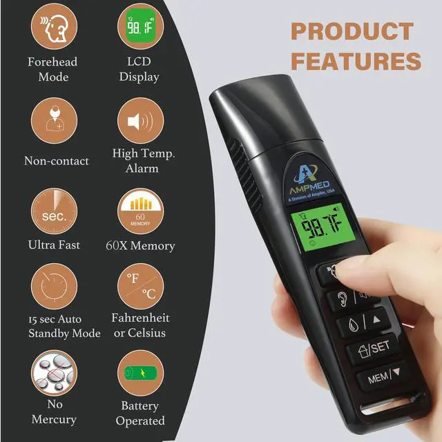 Alt view image 3 of 7 - Baby Thermometer | 3-in-1 Accurate Infrared Thermometer for Ear, Forehead & Touchless, Fever Thermometer for Baby, Infants, Toddlers, Kids & Adults | Base Stand & Clock (Black)