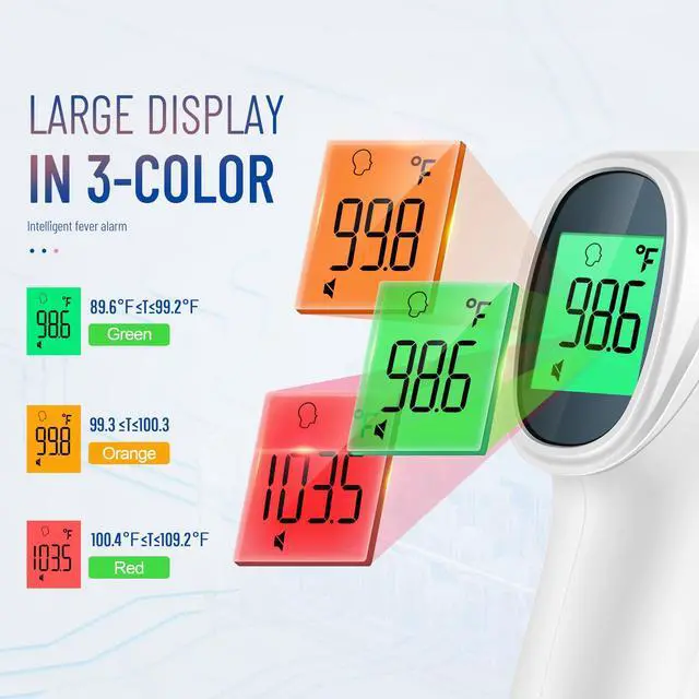 Alt view image 3 of 7 - Touchless Thermometer for Adults, Digital Infrared Thermometer Gun with Fever Alarm, Forehead and Object 2 in 1 Mode, Fast Accurate Results (Gray)