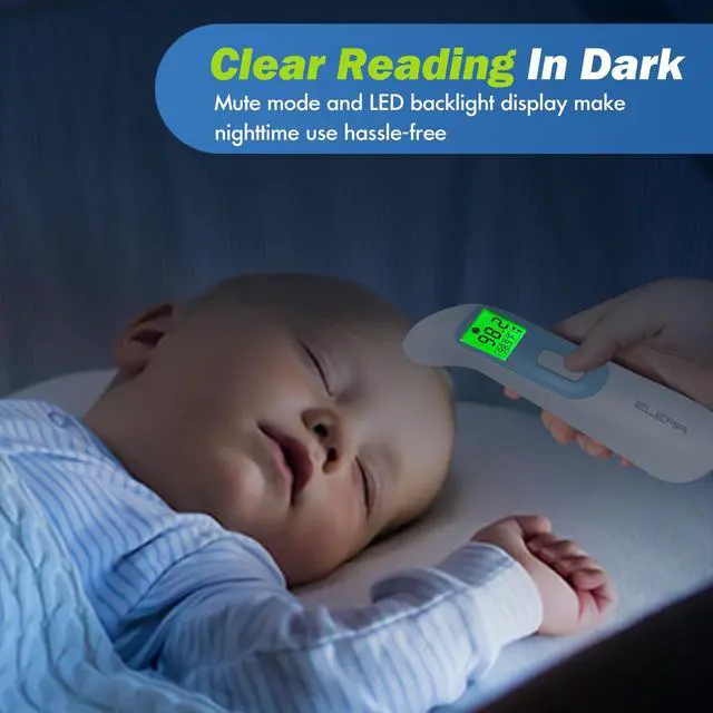 Alt view image 4 of 7 - Ear Thermometer for Baby, Infrared LCD Thermometer with Automatic Switching Mode of Ear & Forehead, 1s Measurement, 4 Color Backlight Display with Fever Indicator