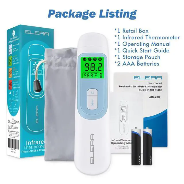 Alt view image 7 of 7 - Ear Thermometer for Baby, Infrared LCD Thermometer with Automatic Switching Mode of Ear & Forehead, 1s Measurement, 4 Color Backlight Display with Fever Indicator