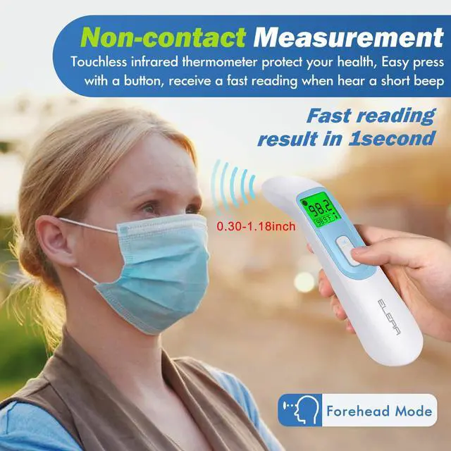 Alt view image 3 of 7 - Ear Thermometer for Baby, Infrared LCD Thermometer with Automatic Switching Mode of Ear & Forehead, 1s Measurement, 4 Color Backlight Display with Fever Indicator