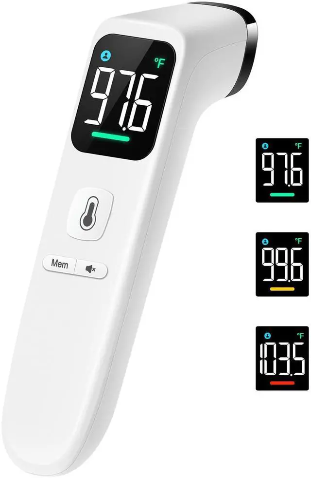 Main image of Touchless Thermometer for Adults and Kids, Fast Accurate Thermometer with Fever Alarm, 1S Reading & Silent Mode (LED-White)