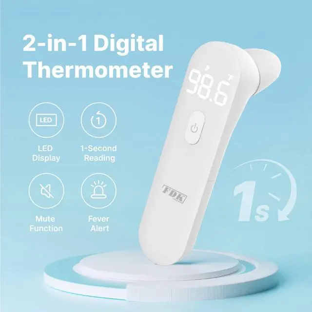Alt view image 5 of 6 - Ear Thermometer for Adults and Kids, FSA Eligible Digital Accurate Ear and Forehead Thermometer Medical Grade with Fever Alarm, 1 Second Fast Reading LED Clear Display Silent Mode