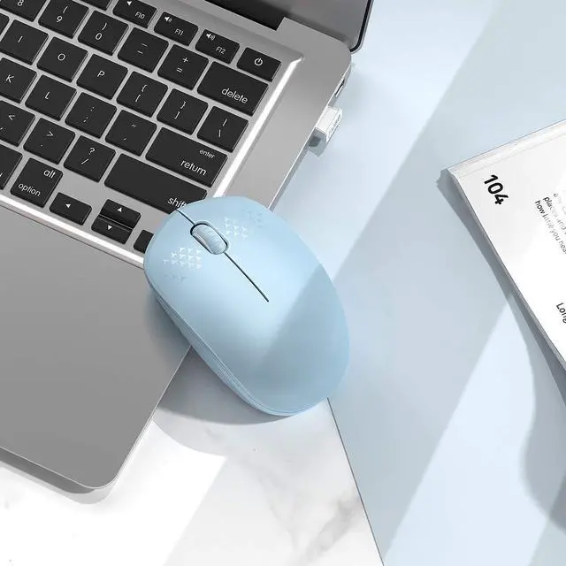Alt view image 7 of 7 - Wireless Mouse, 2.4G Noiseless Mouse with USB Receiver - Portable Computer Mice for PC, Tablet, Laptop with Windows System (Light Blue)