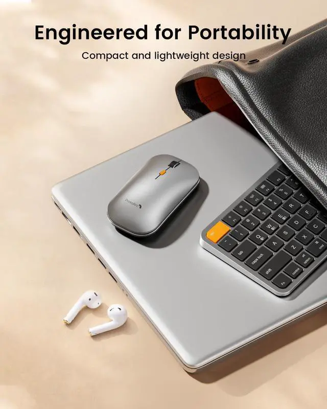 Alt view image 3 of 7 - Bluetooth Wireless Mouse, EM18 Portable Mouse for Laptop/PC/MacBook/iPad, Quiet Clicks, Multi-Device Bluetooth & 2.4GHz Connection, Rechargeable Battery- Space Gray
