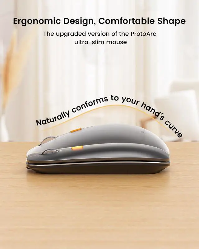 Alt view image 5 of 7 - Bluetooth Wireless Mouse, EM18 Portable Mouse for Laptop/PC/MacBook/iPad, Quiet Clicks, Multi-Device Bluetooth & 2.4GHz Connection, Rechargeable Battery- Space Gray