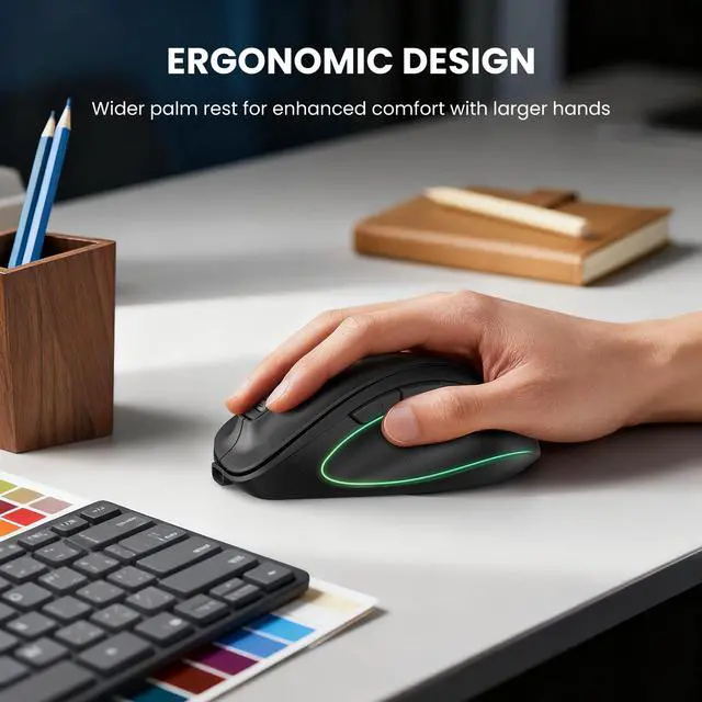 Alt view image 3 of 7 - Wireless Mouse, Bluetooth Mouse (BT5.0/3.0 & 2.4G) Rechargeable 4800 DPI Silent Mice, Computer Mice with USB A Receiver,Ergonomic Grips Optical Cordless Mice for Laptop/Mac/PC,Black