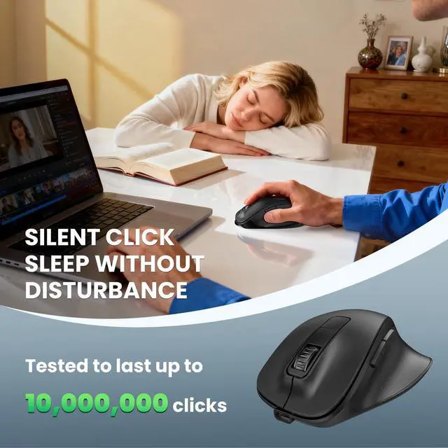 Alt view image 6 of 7 - Wireless Mouse, Bluetooth Mouse (BT5.0/3.0 & 2.4G) Rechargeable 4800 DPI Silent Mice, Computer Mice with USB A Receiver,Ergonomic Grips Optical Cordless Mice for Laptop/Mac/PC,Black