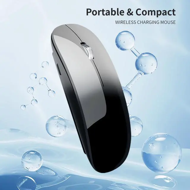 Alt view image 6 of 7 - M18 Bluetooth Mouse, USB C Rechargeable Wireless Mouse, Triple Mode (Dual Bluetooth+USB) Silent Mice Portable with USB Receiver and Type C Adapter for Laptop/MacBook/iPad - Grey and Black