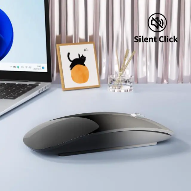 Alt view image 5 of 7 - M18 Bluetooth Mouse, USB C Rechargeable Wireless Mouse, Triple Mode (Dual Bluetooth+USB) Silent Mice Portable with USB Receiver and Type C Adapter for Laptop/MacBook/iPad - Grey and Black