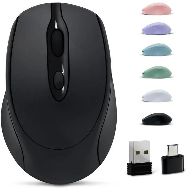 Main image of Bluetooth Mouse,Rechargeable Wireless for Laptop/iPad/MacBook Pro/Air, Silent Mouse Portable Slim for Surface Pro/PC/Lenovo/Samsung Tablet (Black)