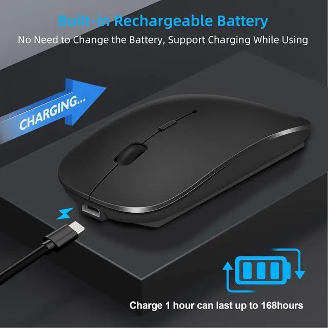 Alt view image 7 of 7 - Bluetooth Mouse,Rechargeable Wireless Mouse for MacBook Pro/MacBook Air/Laptop/PC/Mac/iPad pro/Computer,Bluetooth 5.3/3.0 and 2.4GHz USB Type-C
