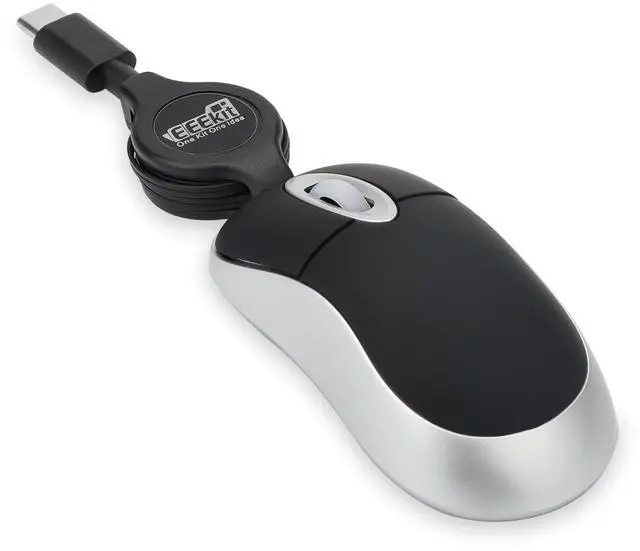Main image of Mini Wired USB C Mouse, 3-Button Retractable Corded Mouse Optical Computer Mice for Laptop PC MacBook iPad Smartphones, Black