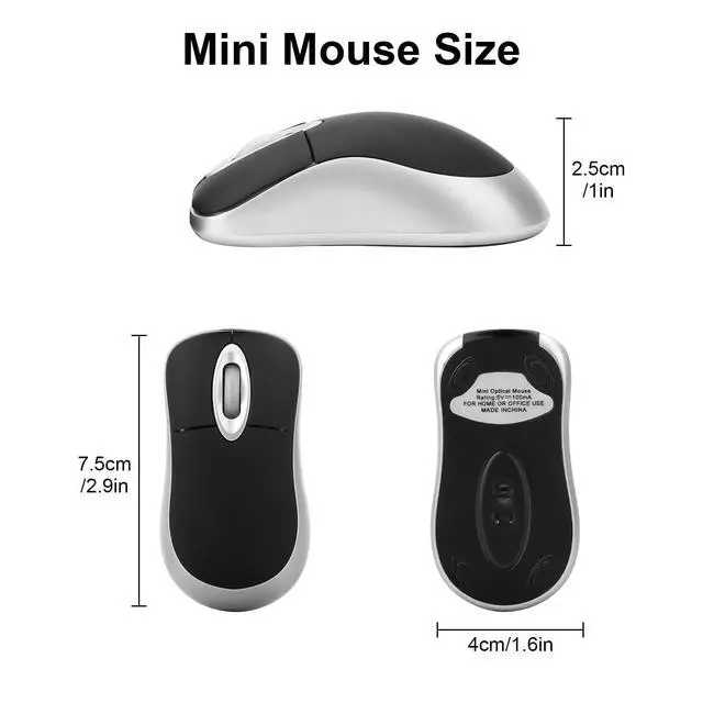 Alt view image 2 of 6 - Mini Wired USB C Mouse, 3-Button Retractable Corded Mouse Optical Computer Mice for Laptop PC MacBook iPad Smartphones, Black