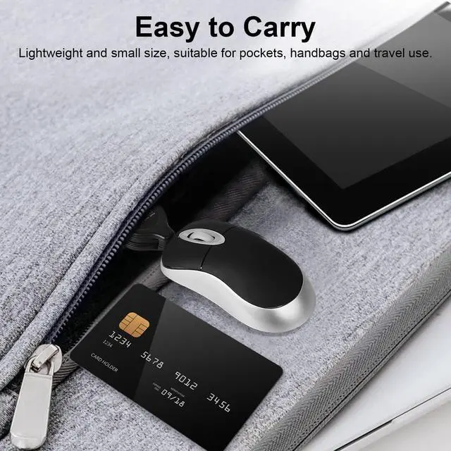 Alt view image 5 of 6 - Mini Wired USB C Mouse, 3-Button Retractable Corded Mouse Optical Computer Mice for Laptop PC MacBook iPad Smartphones, Black
