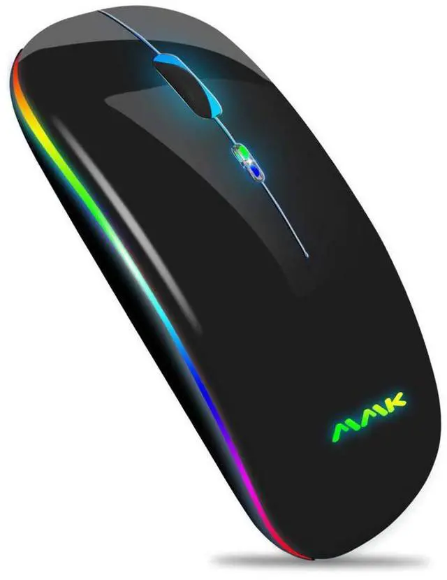 Main image of Wireless Bluetooth Mouse for Laptop, Rechargeable Mouse 2.4G USB Optical Wireless Mouse, LED Slim Dual Mode(Bluetooth 5.0 and 2.4G) Wireless for Laptop, PC, Mac OS, Android, Windows (Black)