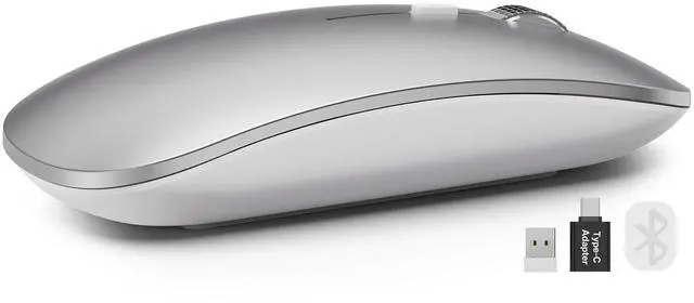 Main image of M31 Bluetooth Mouse for MacBook Pro/Air, iPad - Rechargeable Tri-Mode Wireless Mouse for 3 Devices (BT 5.2 + 2.4G), Sleek Silver Slim Silent Mouse for Surface, Windows